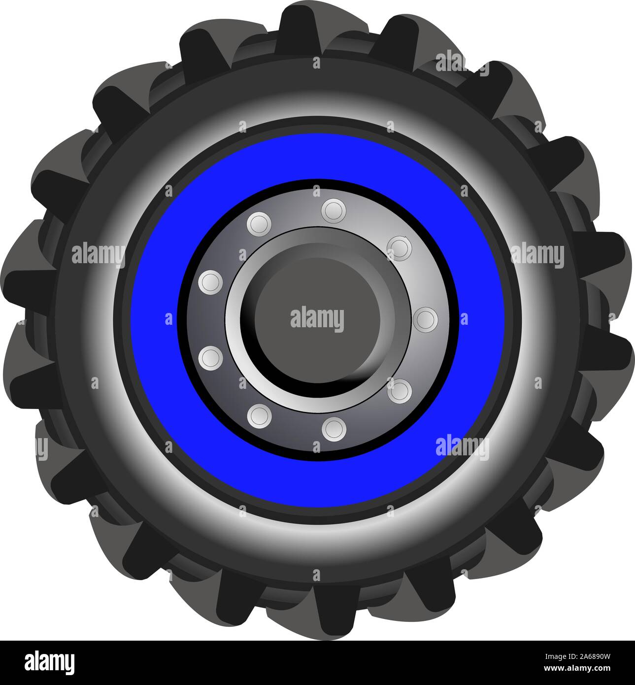 Vektor Traktor Reifen. Blaue Rad von Landwirt Traktor isoliert Oh weißen Hintergrund. Cartoon Requisiten und Illustration für Teile des Traktors. Stock Vektor