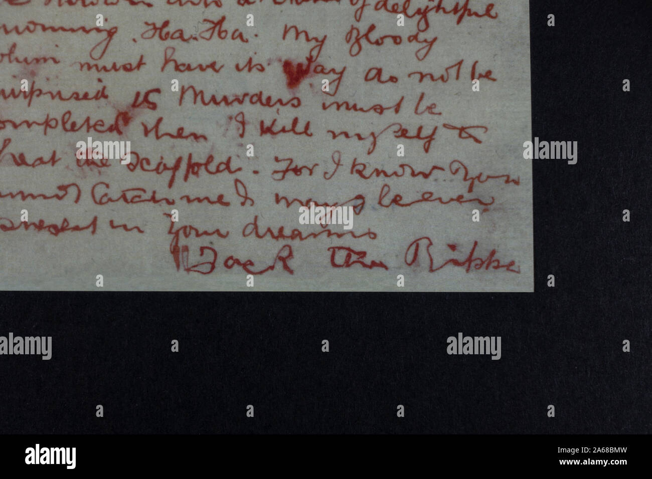 Replica Erinnerungsstücke über Jack The Ripper: Einer der vielen Briefe von  der Metropolitan Police erhalten, die angeblich von Jack the Ripper  Stockfotografie - Alamy