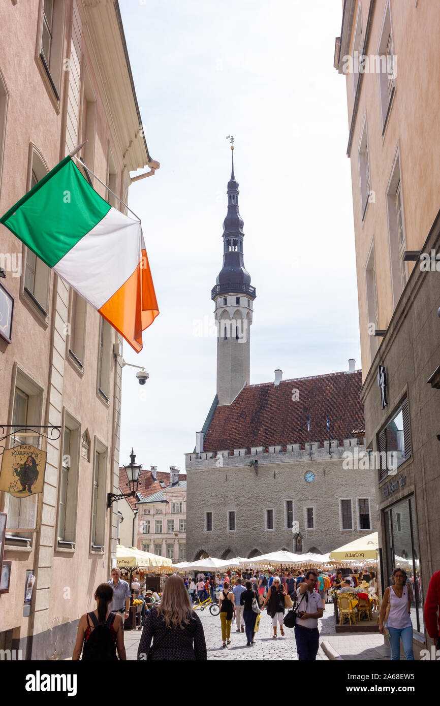 Ein Blick auf das Rathaus in Tallinn, Estland an einem Sommertag Stockfoto
