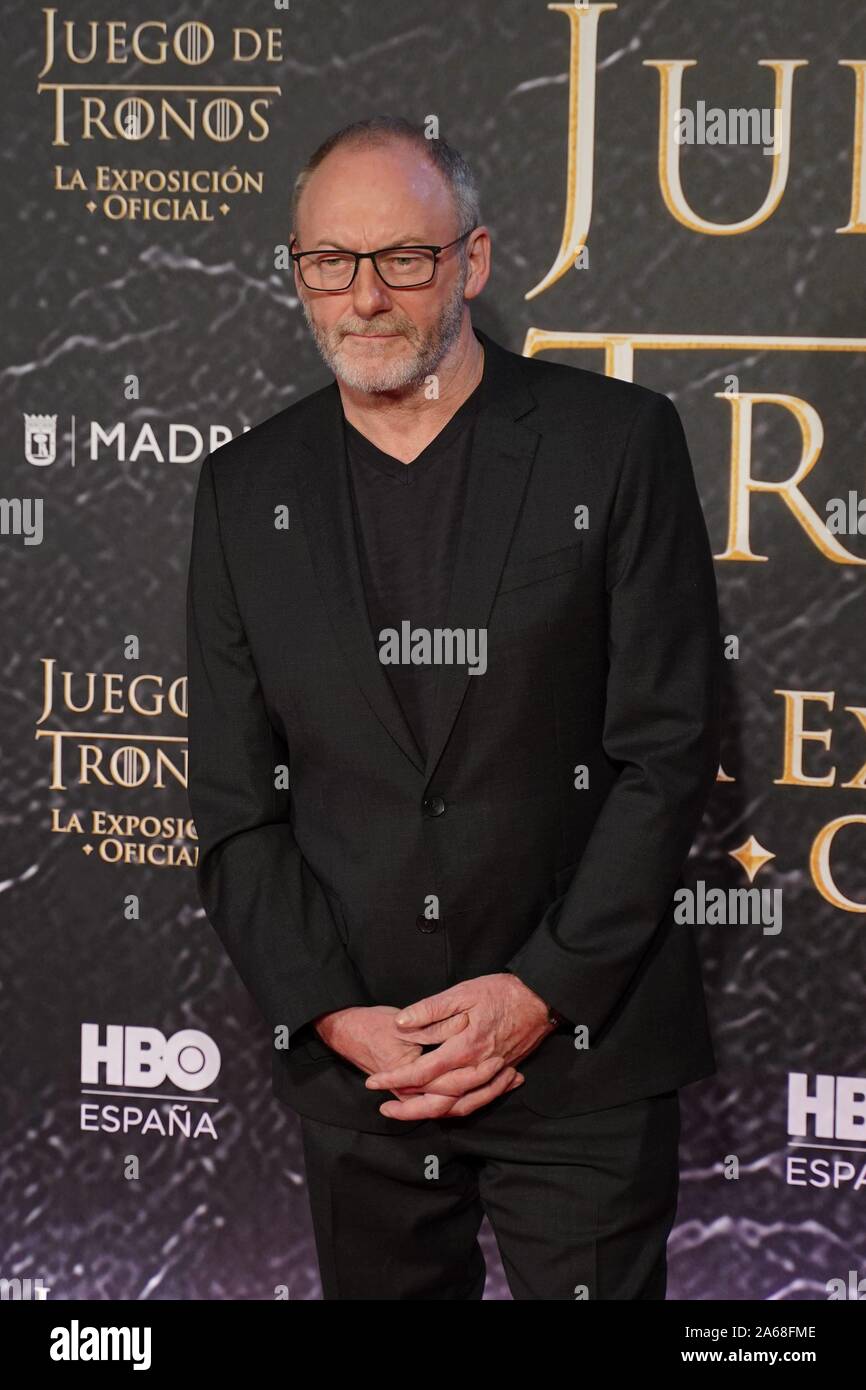 Madrid, Spanien. 24 Okt, 2019. Schauspieler Liam Cunningham während der Premiere von San Blas Tronos/Spiel der Throne Ausstellung in Madrid am Donnerstag, den 24. Oktober 2019. Credit: CORDON PRESSE/Alamy leben Nachrichten Stockfoto