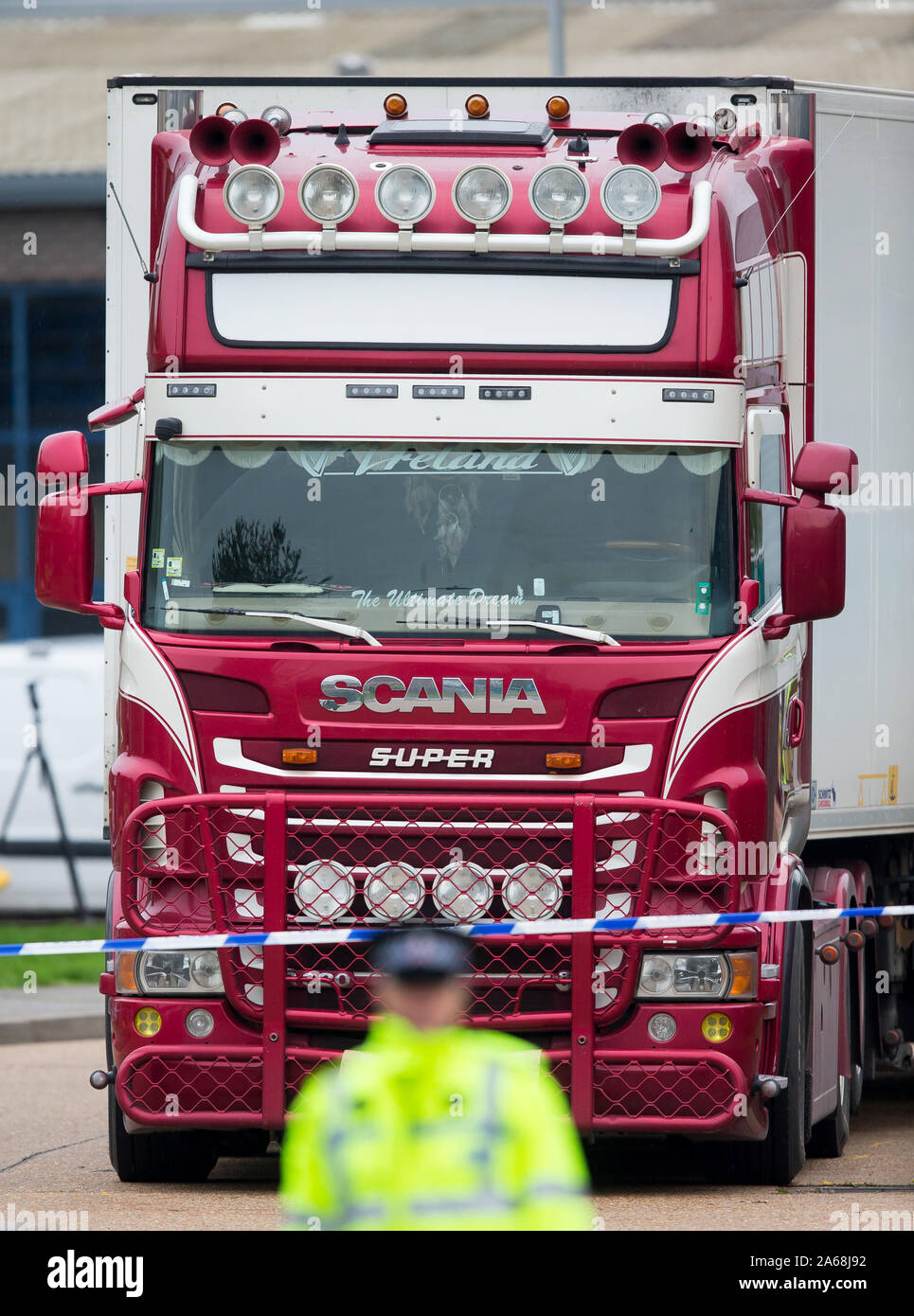 Die Körper von 39 ausländischen Staatsangehörigen in einem Lkw-Container in Essex gefunden wurden, es wurde berichtet. Stockfoto