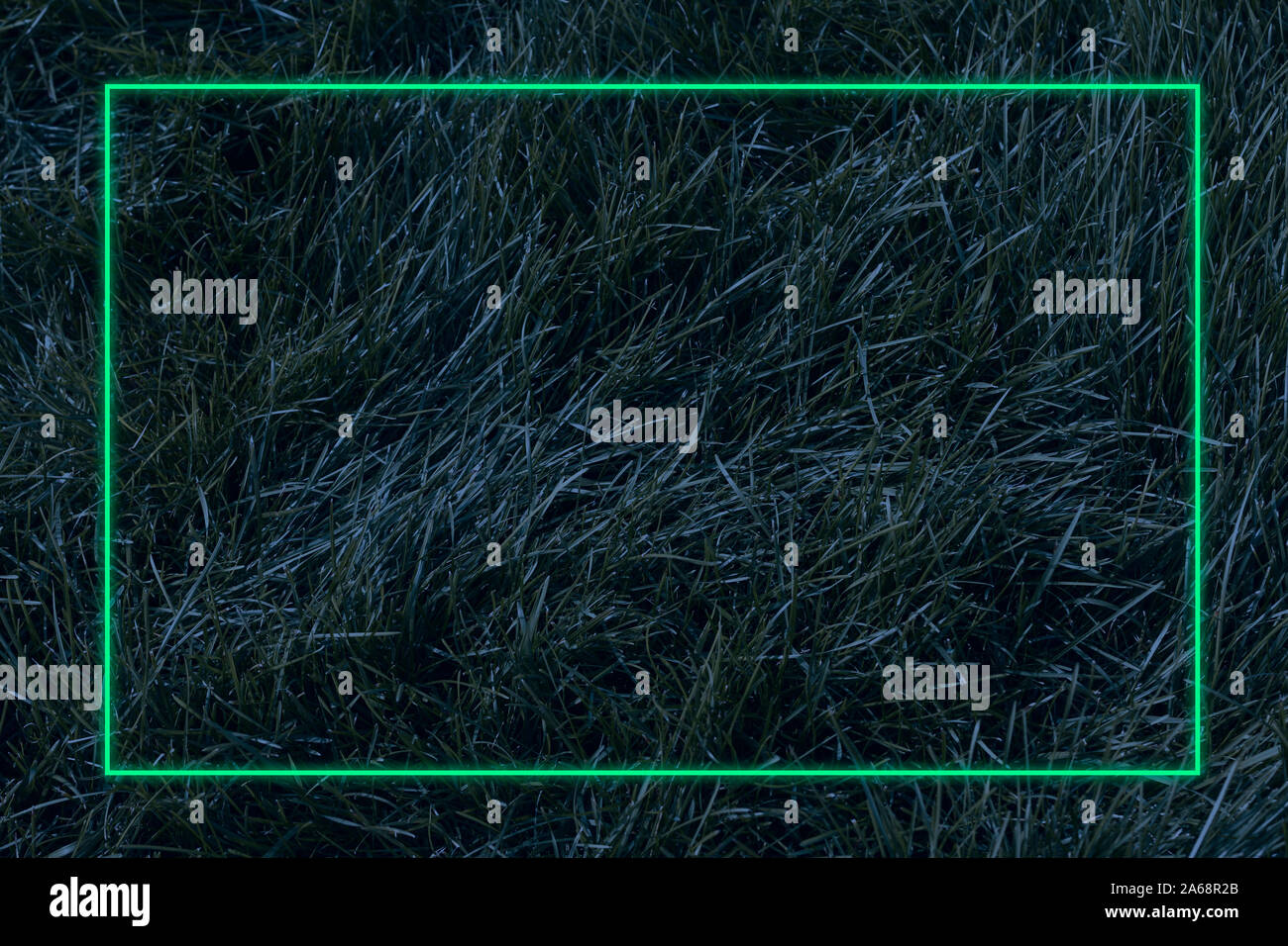 Hell Grün leuchtende Rahmen und Gras Hintergrund mit Platz für Text Stockfoto