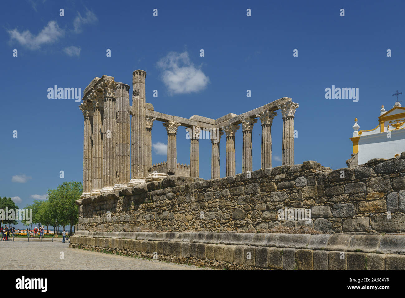Die templo Romano an einem sonnigen Tag, Évora, Portugal Stockfoto