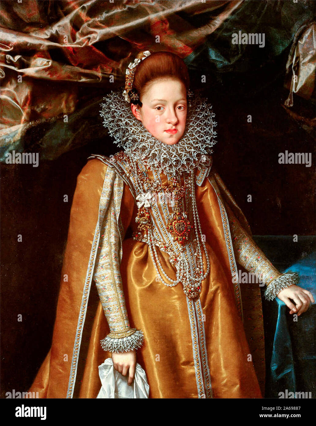 Maria Magdalena von Österreich, Großherzogin von Toskana, Gefährtin von Ehefrau von Herzog Cosimo II., Tochter von Karl II., Erzherzog von Österreich und Herrscher der Inneren Österreich, und Prinzessin Maria von Bayern. Medici von Toskana, die Mutter von Herzog Ferdinand II. Medici der Toskana. Frans Pourbus der Jüngere, ca. 1603 Stockfoto