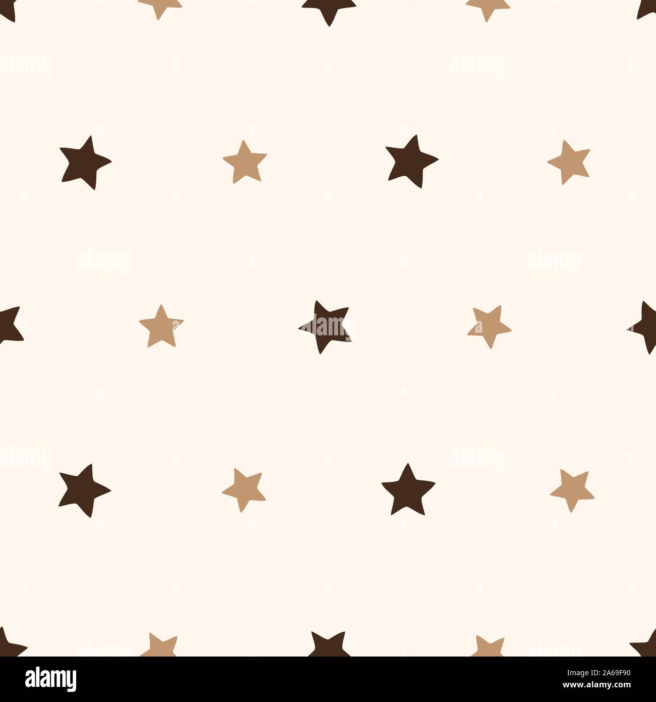 Einfachen Vektor nahtlose Muster mit Schokolade farbige Sterne Stock Vektor