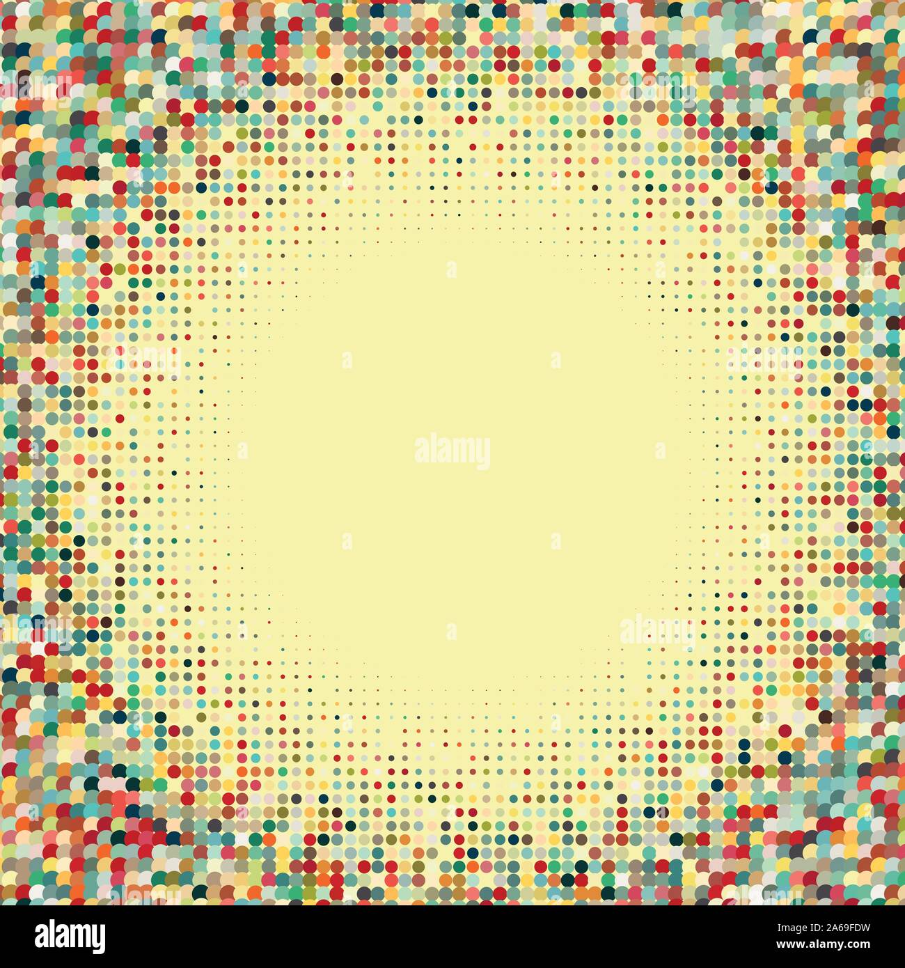 Flache farbige Rahmen mit retro Rasterpunkte Stock Vektor