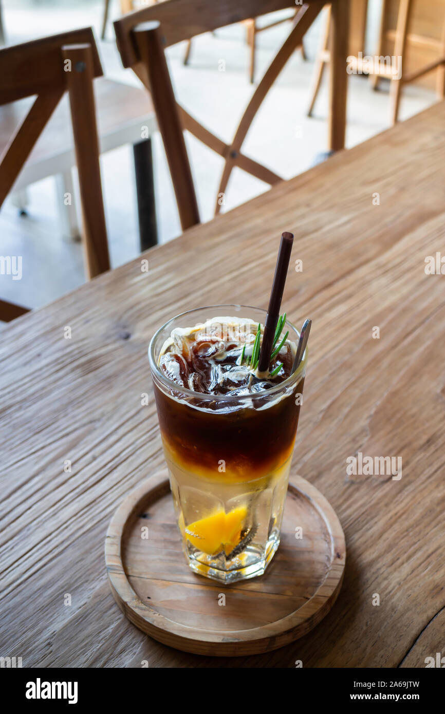 Signature Drink von Eistee pfirsich Kaffee schwarz, Foto Stockfoto