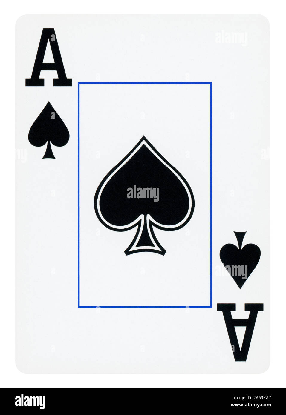 Pik Ass Spielkarten isoliert auf weißem Stockfoto