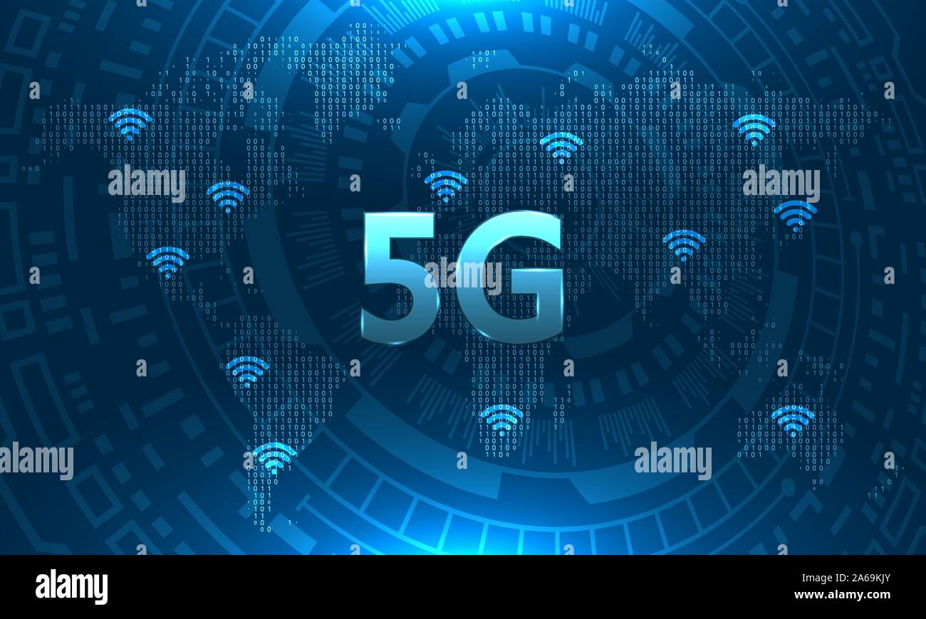 5g-Netzwerk Global Earth Communications. Technologie Hintergrund - Illustration Vektor Stock Vektor