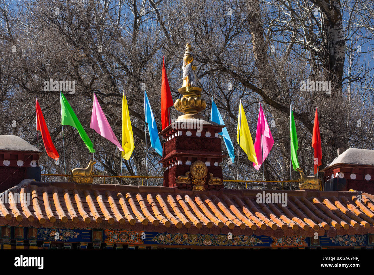 Die reich verzierte Tor in den Norbulingka Palast, dem ehemaligen Sommerpalast des Dalai Lama bis 1959 in Lhasa, Tibet. Ein UNESCO Weltkulturerbe. Stockfoto