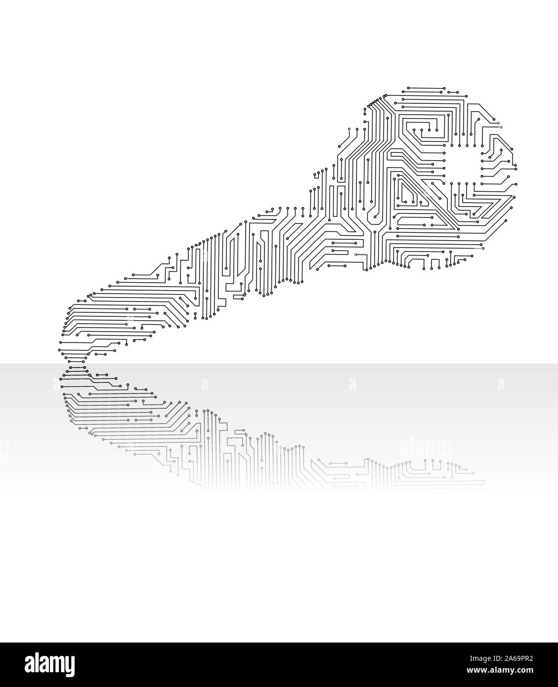 Techno Schlüssel mit Stromkreis Muster - Illustration Vektor Stock Vektor