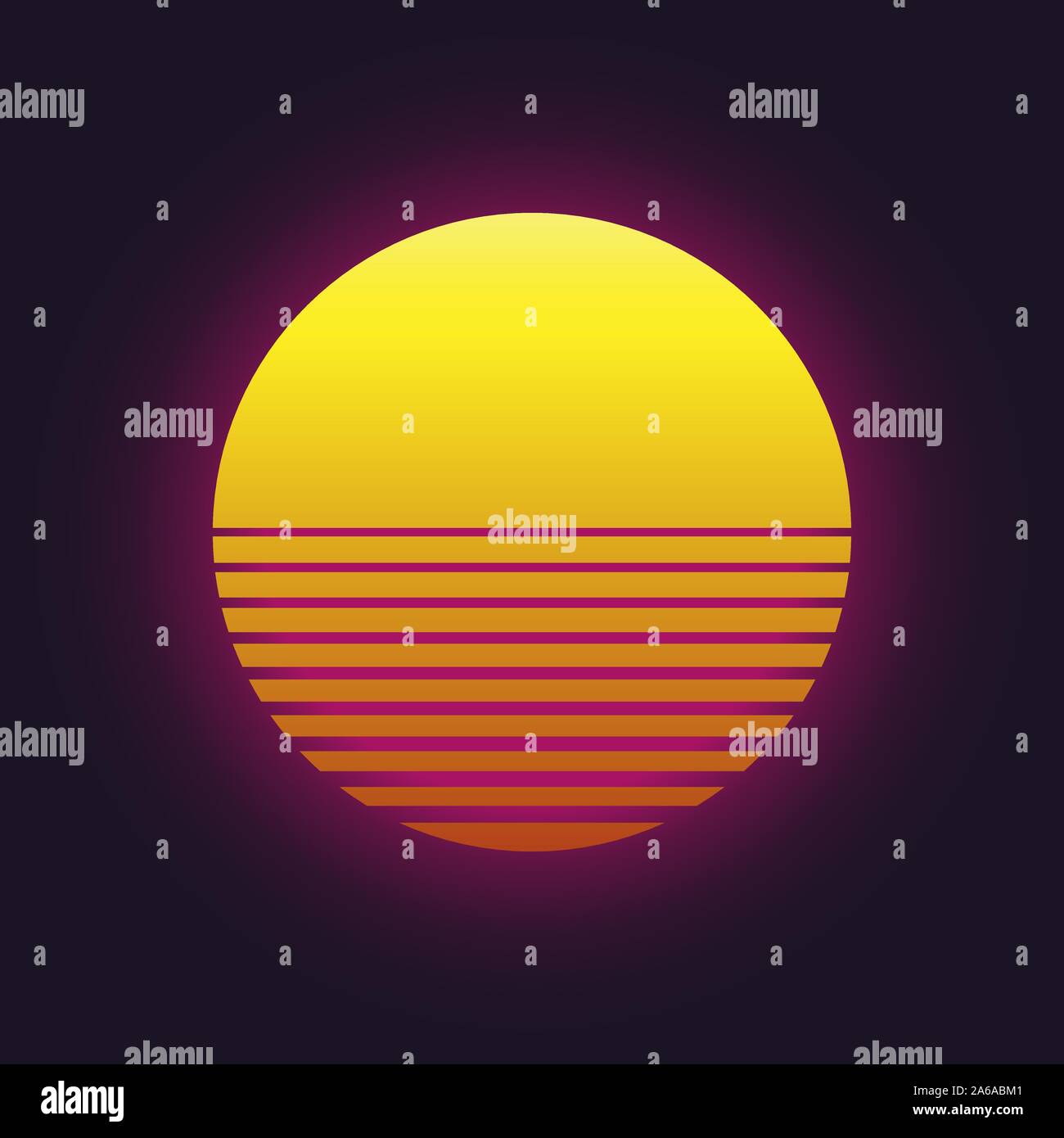 Sonnenuntergang vektor Icon im Retro 80er Jahre Stil. Stock Vektor