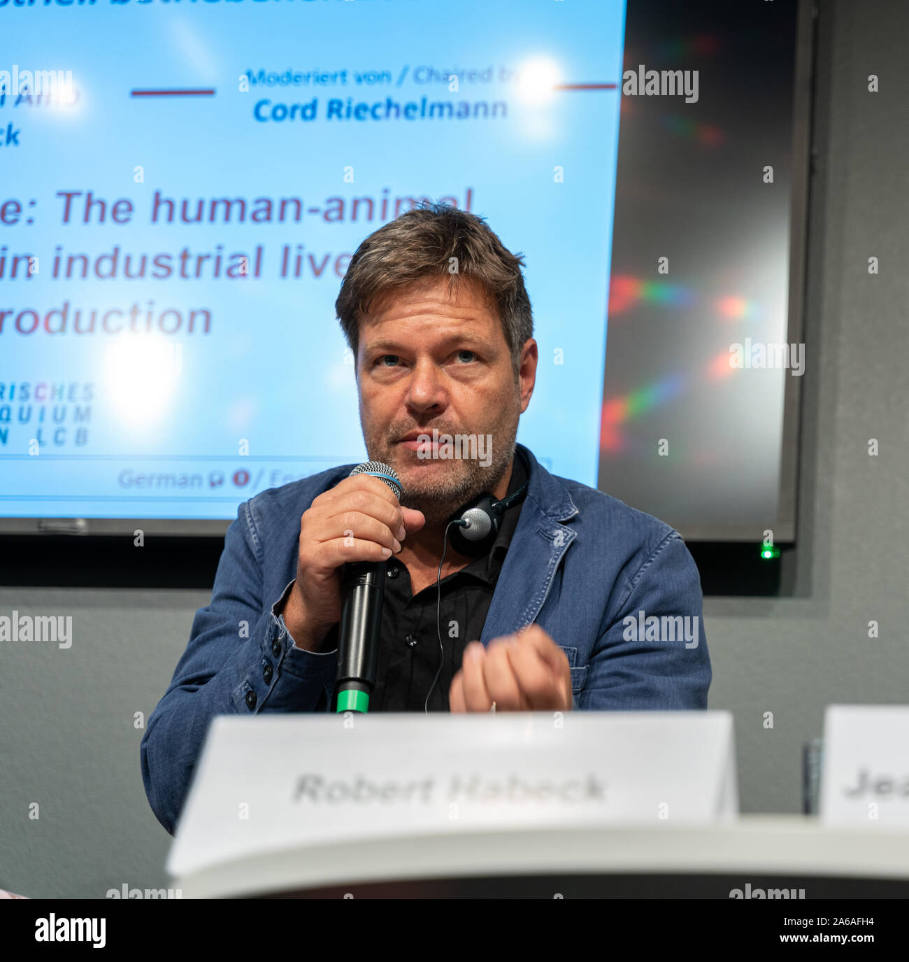 FRANKFURT AM MAIN, Deutschland - 16. Oktober 2019: Robert Habeck (* 1969), deutscher Politiker am 71. Frankfurter Buchmesse Buchmesse Frankfurt Stockfoto