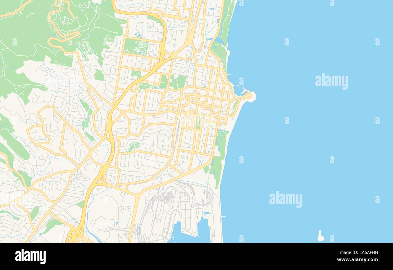 Druckbare Karte von Wollongong, Australien. Karte Vorlage für die geschäftliche Nutzung. Stock Vektor