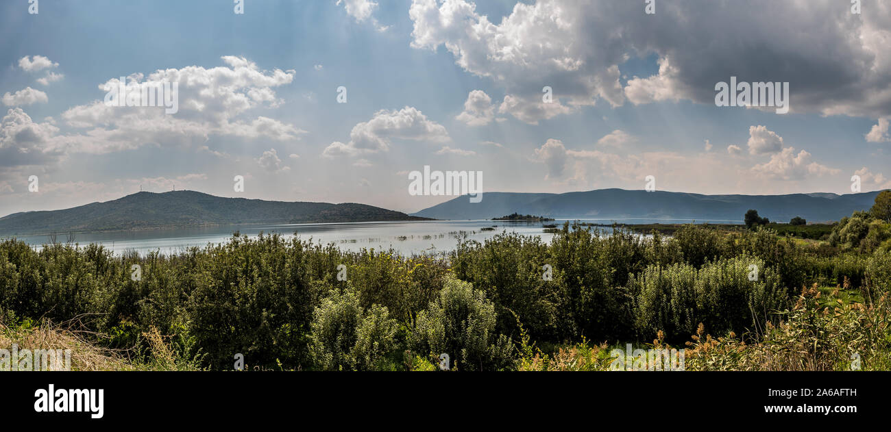 See Vegoritida ab Arnissa gesehen, in Florina Mazedonien, Griechenland Stockfoto
