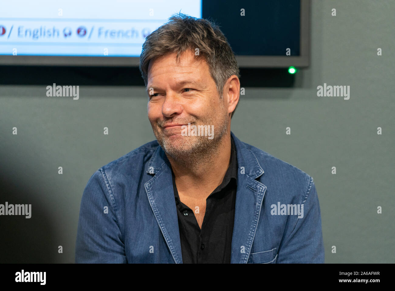 FRANKFURT AM MAIN, Deutschland - 16. Oktober 2019: Robert Habeck (* 1969), deutscher Politiker am 71. Frankfurter Buchmesse Buchmesse Frankfurt Stockfoto