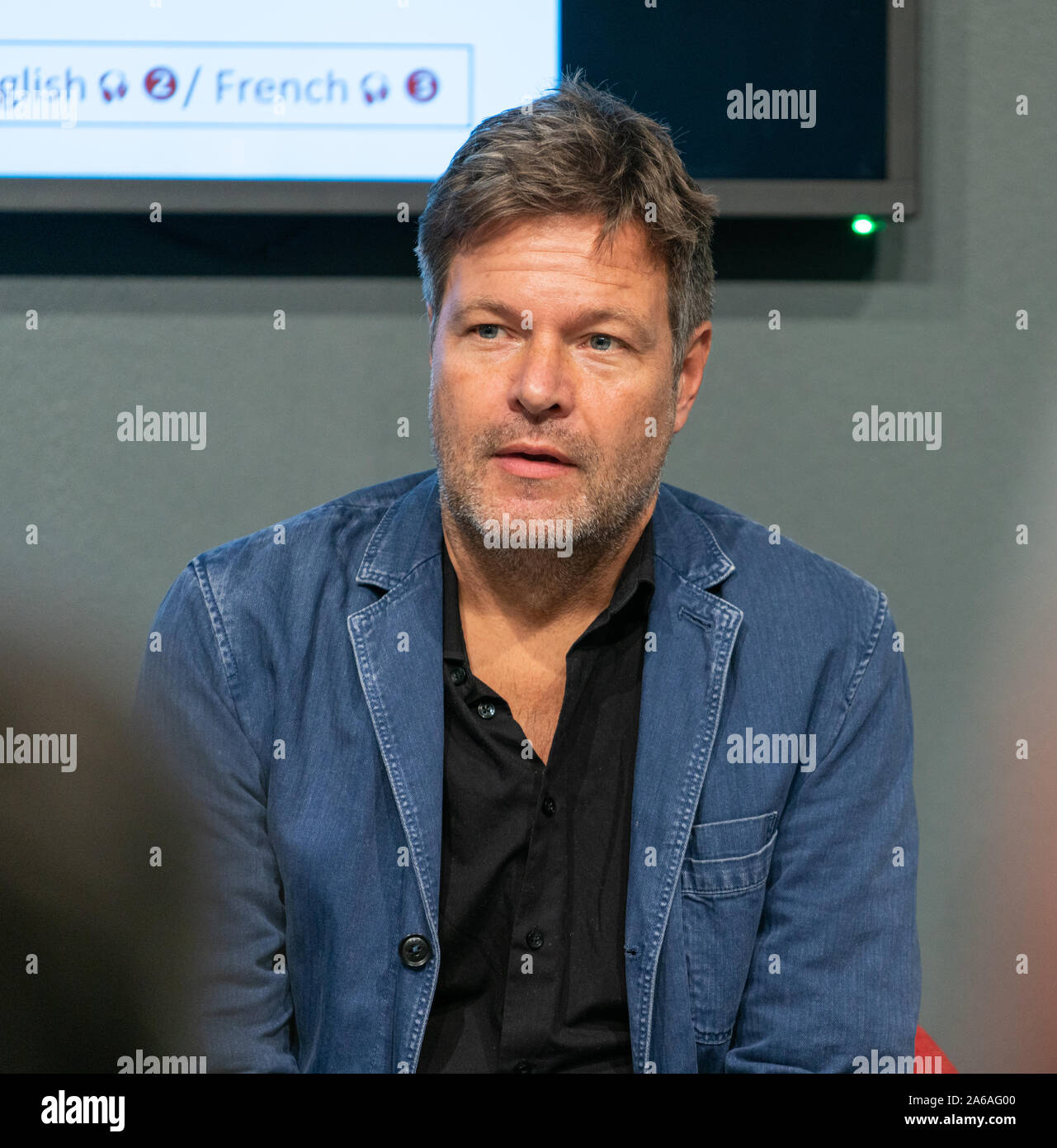 FRANKFURT AM MAIN, Deutschland - 16. Oktober 2019: Robert Habeck (* 1969), deutscher Politiker am 71. Frankfurter Buchmesse Buchmesse Frankfurt Stockfoto