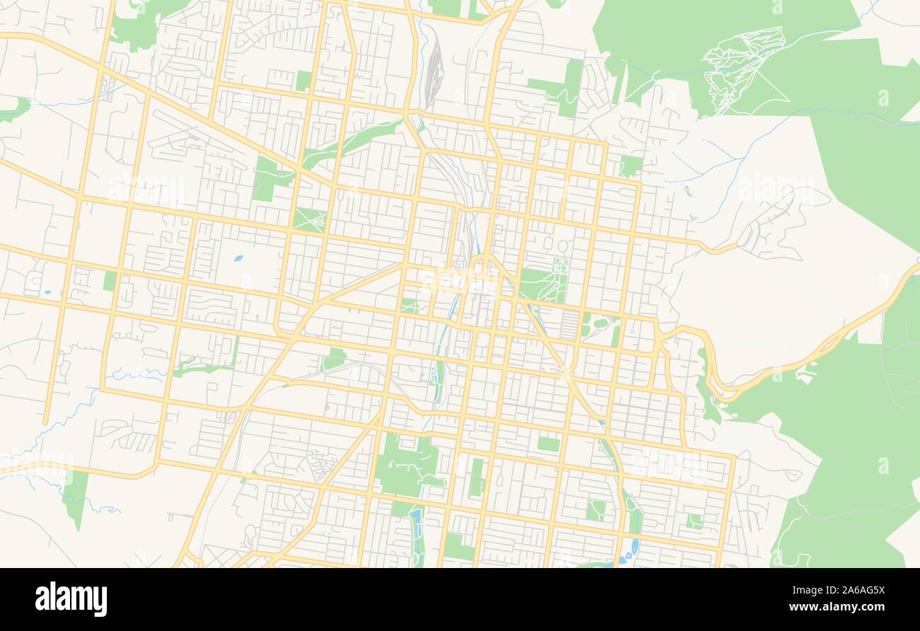 Druckbare Karte von Toowoomba, Australien. Karte Vorlage für die geschäftliche Nutzung. Stock Vektor