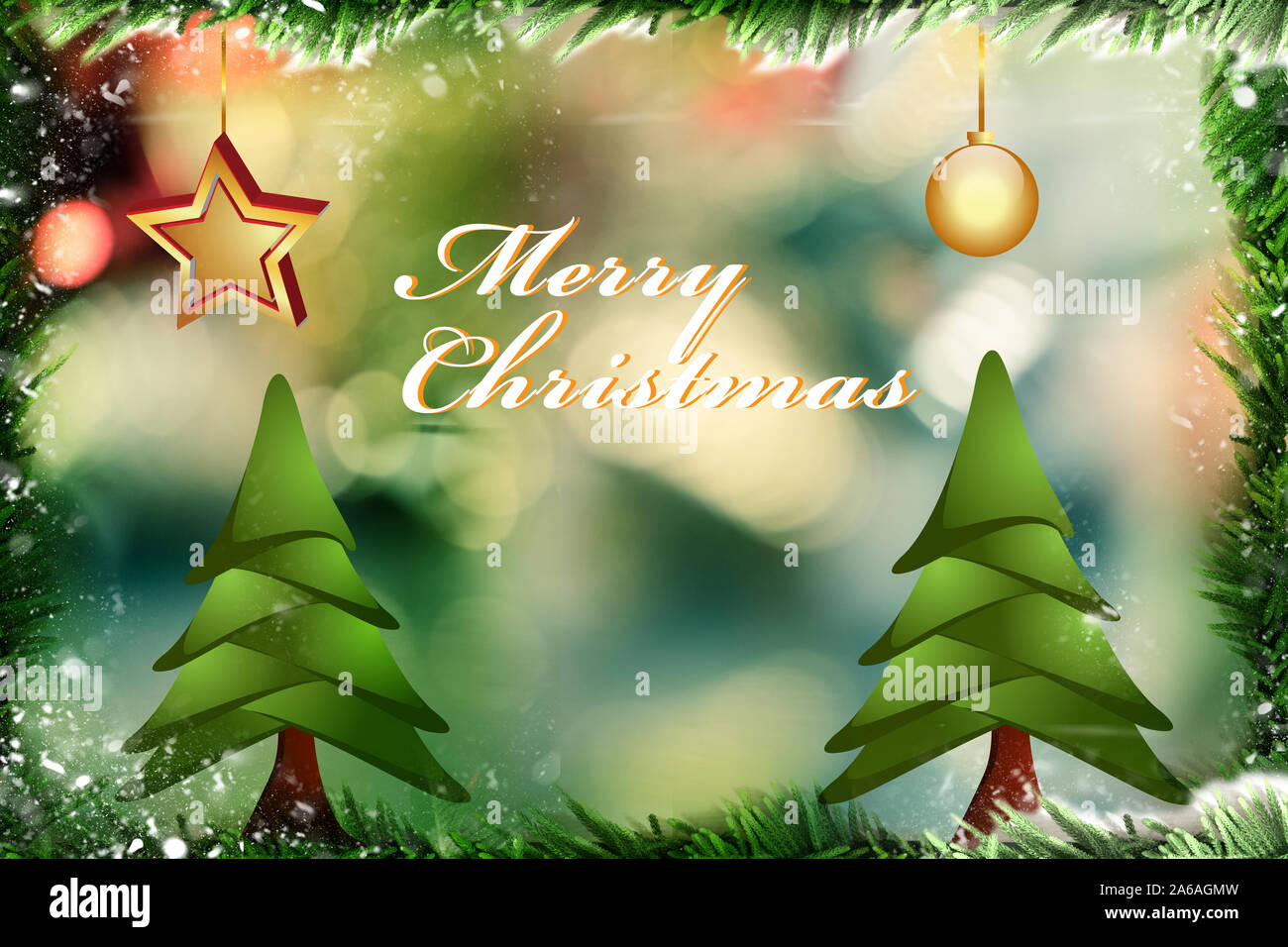 Frohe chrishmas Blasen mit Stern kommenden chrishmas Feier Konzept Stockfoto