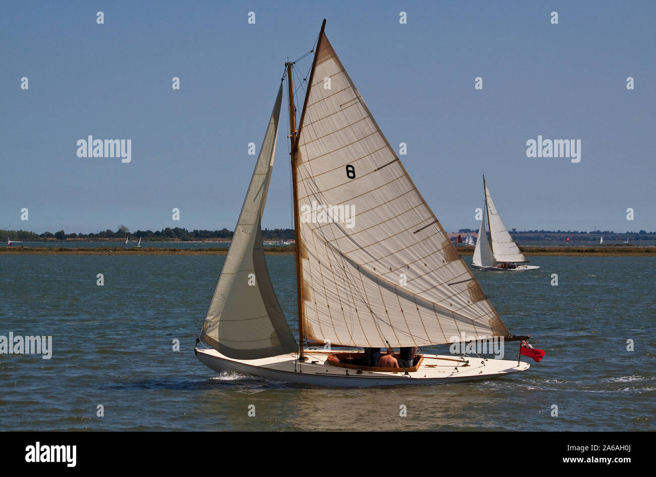 Klassischen Segel, Essex ein Design Yacht. Stockfoto