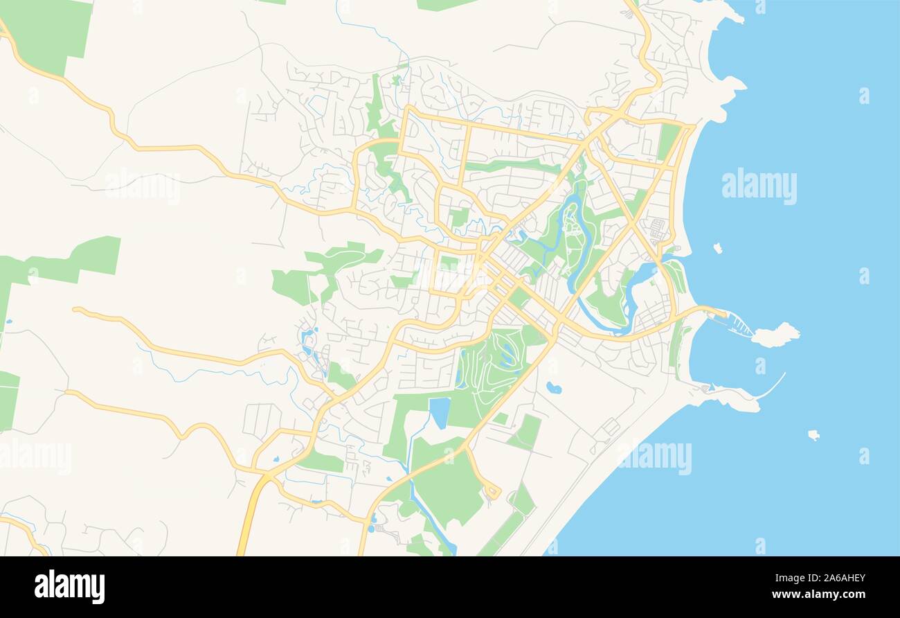 Druckbare Karte von Coffs Harbour, Australien. Karte Vorlage für die geschäftliche Nutzung. Stock Vektor