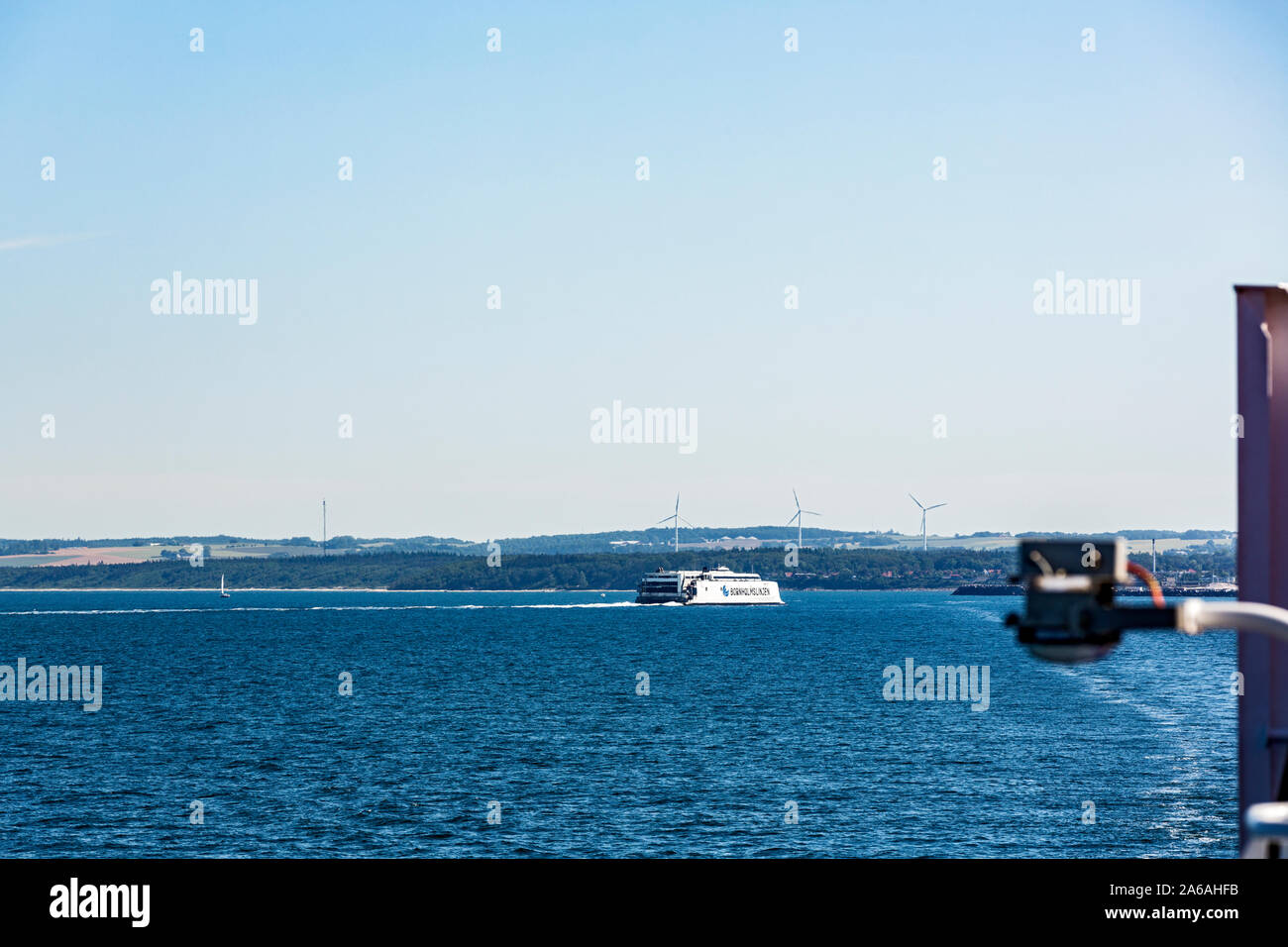 Schnellfaehre vor Bornholm, Ostsee Stockfoto