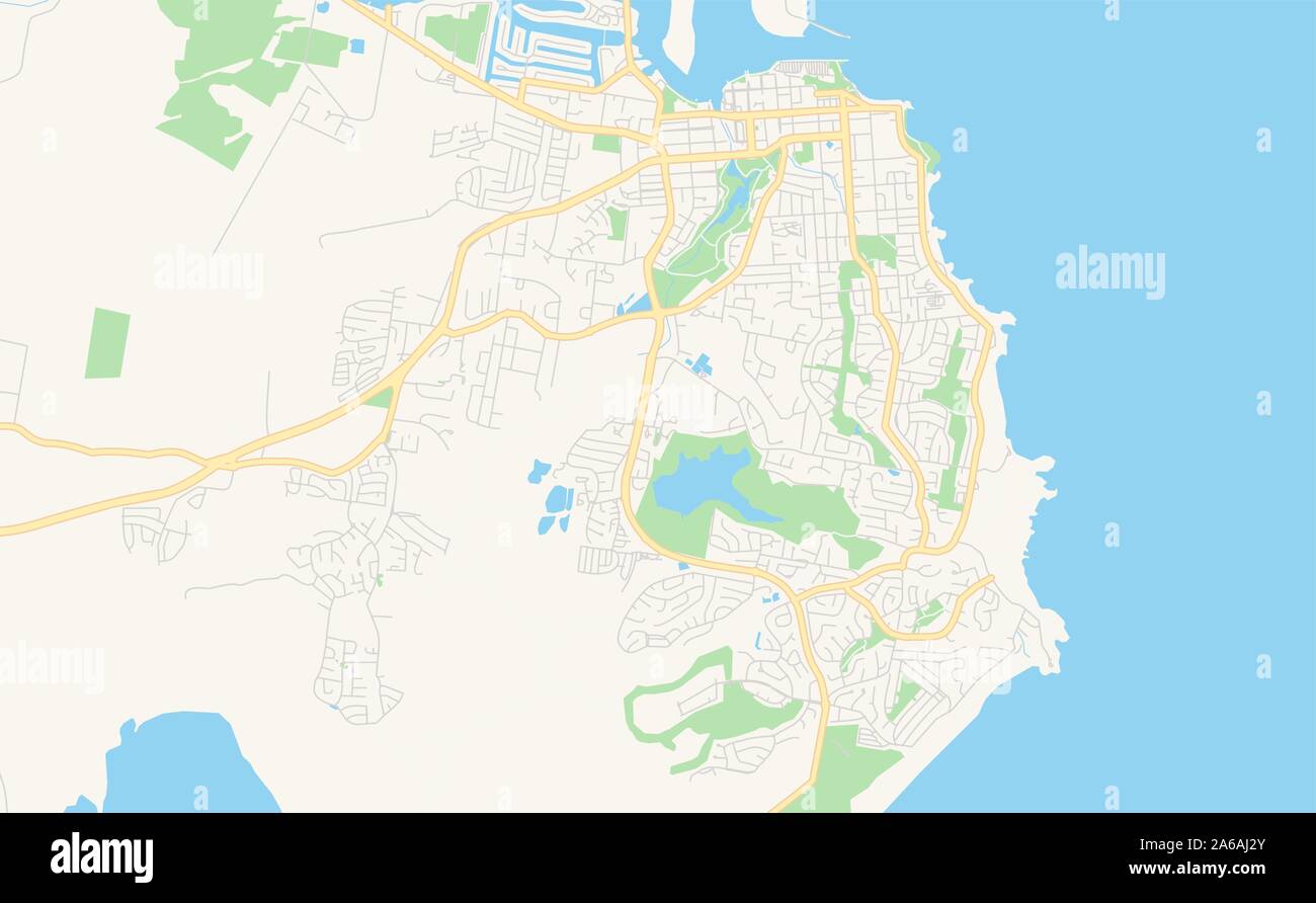 Druckbare Karte von Port Macquarie, Australien. Karte Vorlage für die geschäftliche Nutzung. Stock Vektor