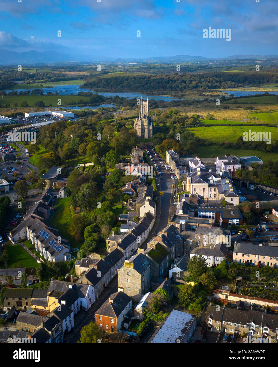 Antenne von Downpatrick, County Down, Nordirland Stockfoto