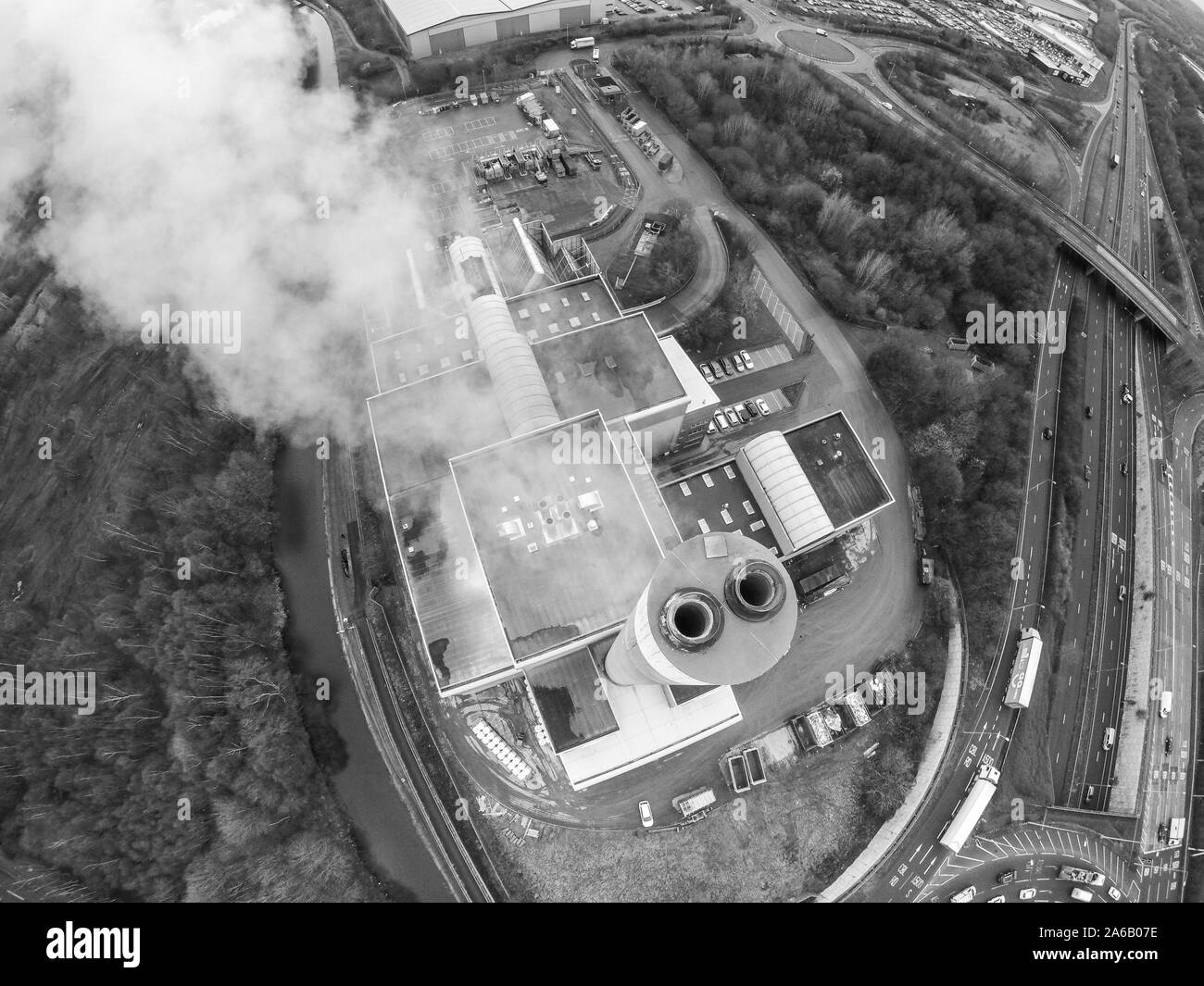 On Trent Verbrennungsanlage Recycling center in Staffordshire, Müll, Abfall, Müllverbrennungsanlage basierte Stoke, rauchen Schornstein, Verschmutzung Stockfoto