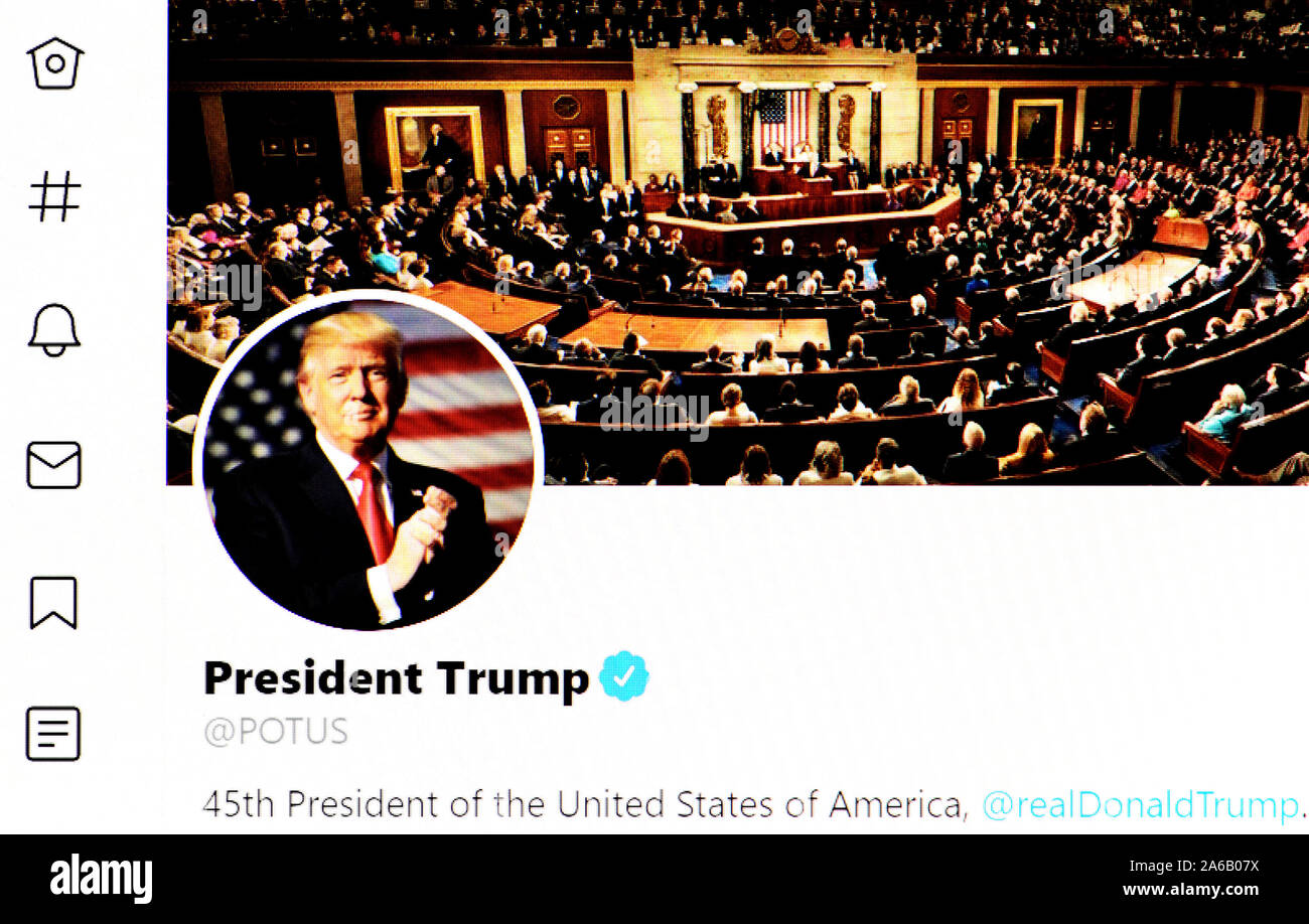Twitter Seite (24.10.2019) Präsident Trumpf - POTUS Stockfoto