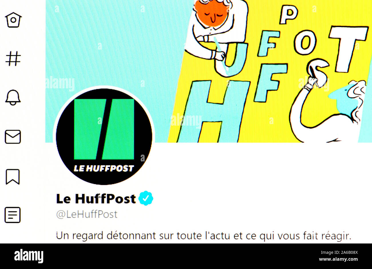 Twitter Seite (24.10.2019) Le Huffpost - Französische Ausgabe der Huffington darstellen Stockfoto