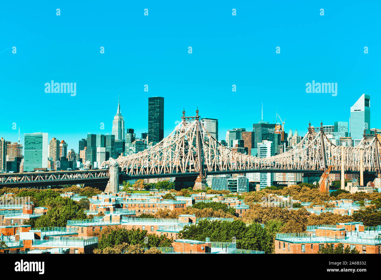 New York, Queensborough Bridge über den East River zwischen Manhattan und Long Island City im Stadtteil Queens. USA. Stockfoto