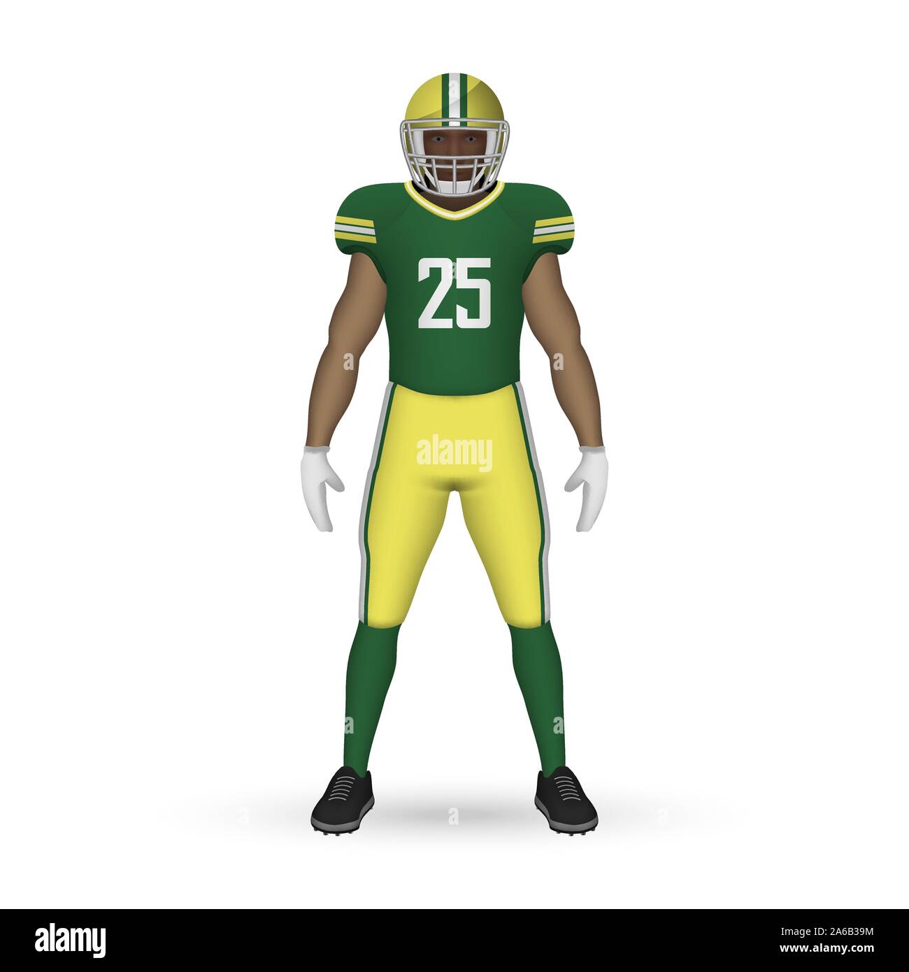 3D realistische American football player, Team Kit template design Green Bay Packers Stock Vektor