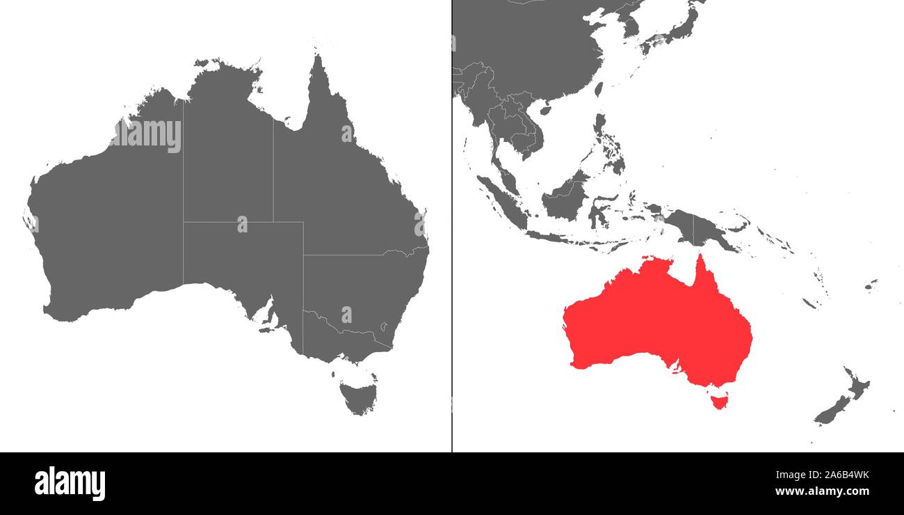 Karte von Australien mit Standort auf Ozeanien Karte Stock Vektor