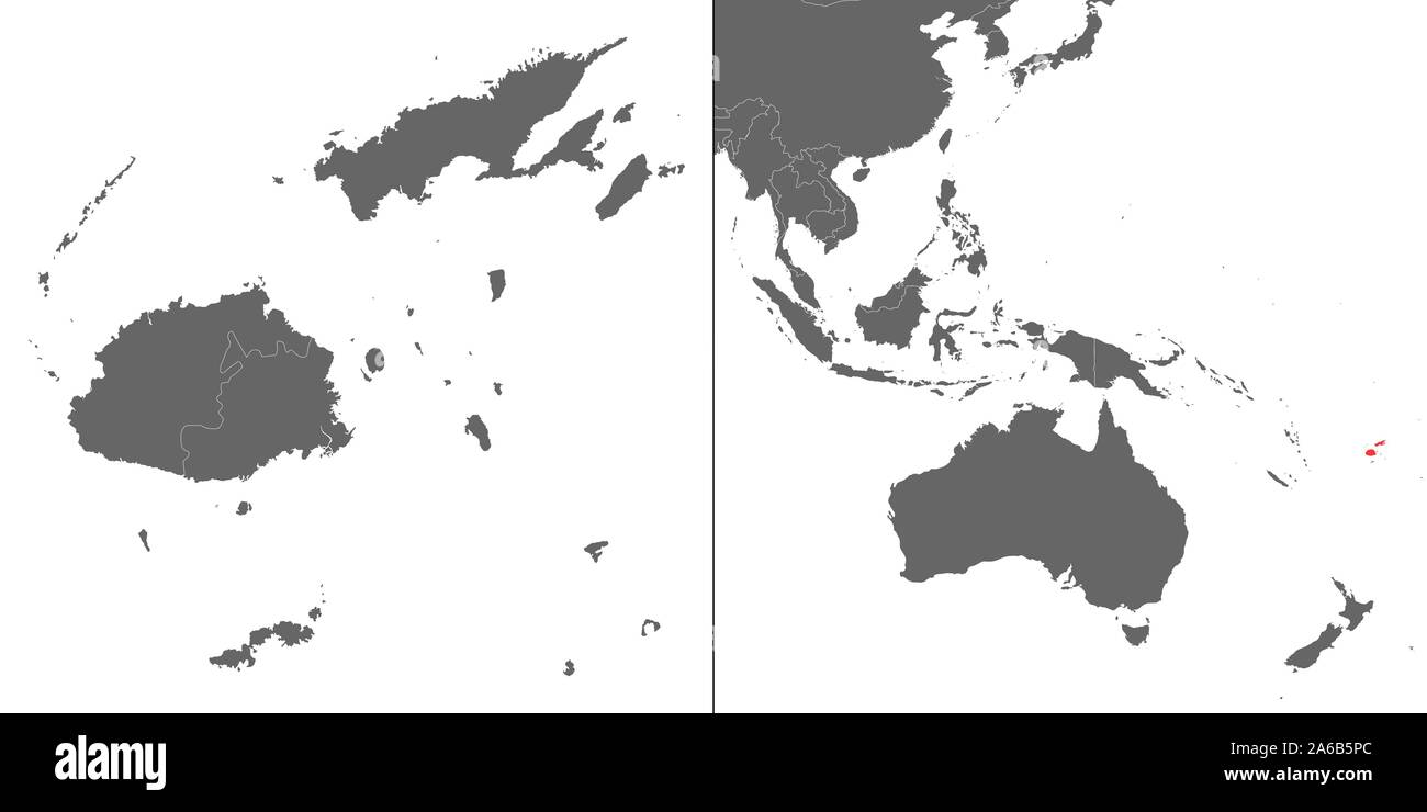 Karte von Fidschi mit Standort auf Ozeanien Karte Stock Vektor