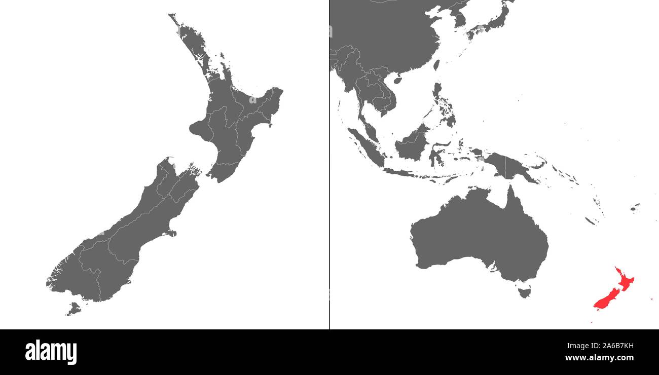 Karte von Neuseeland mit Standort auf Ozeanien Karte Stock Vektor
