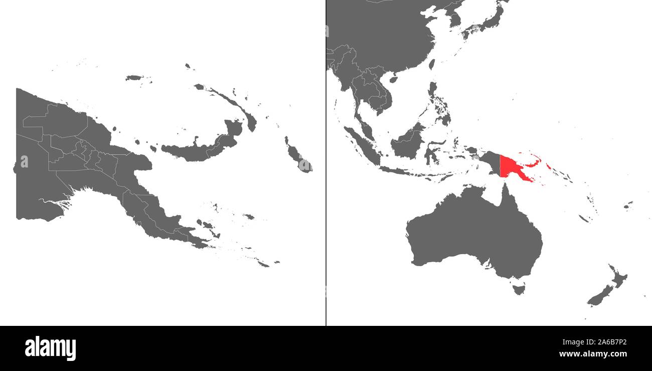 Karte von Papua-neuguinea mit Standort auf Ozeanien Karte Stock Vektor