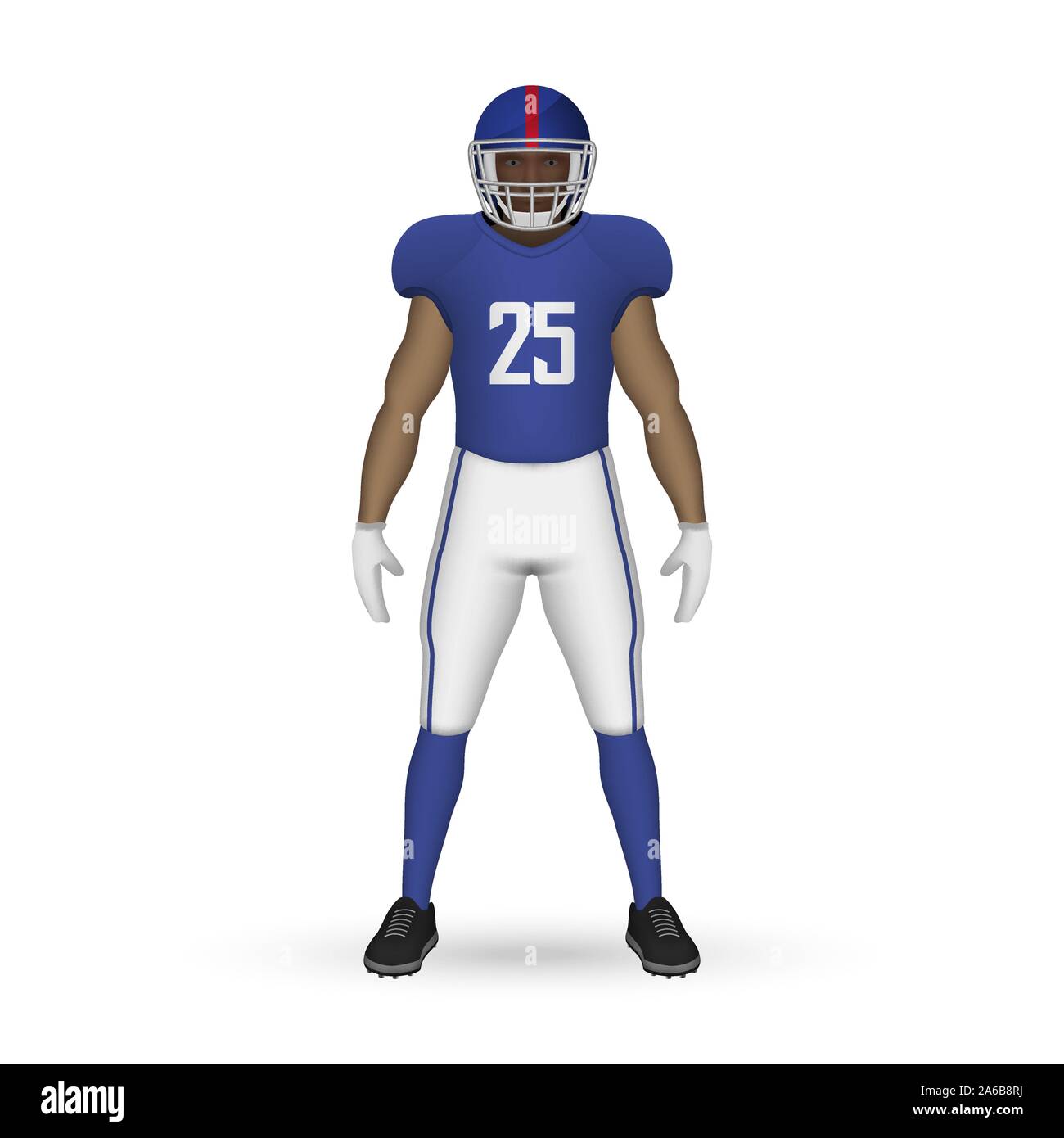 3D realistische American football player, Team Kit template Design New York Giants Stock Vektor