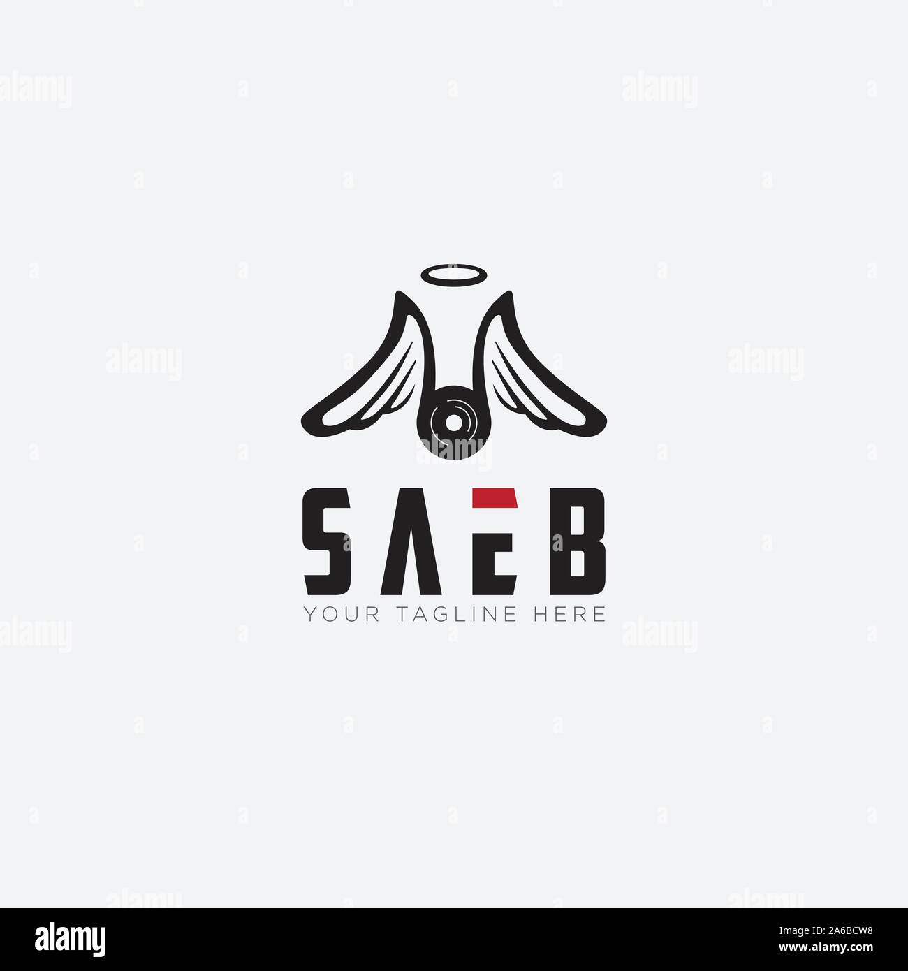 Saeb Logo Designs mit Drachen und Flügel logo Stock Vektor