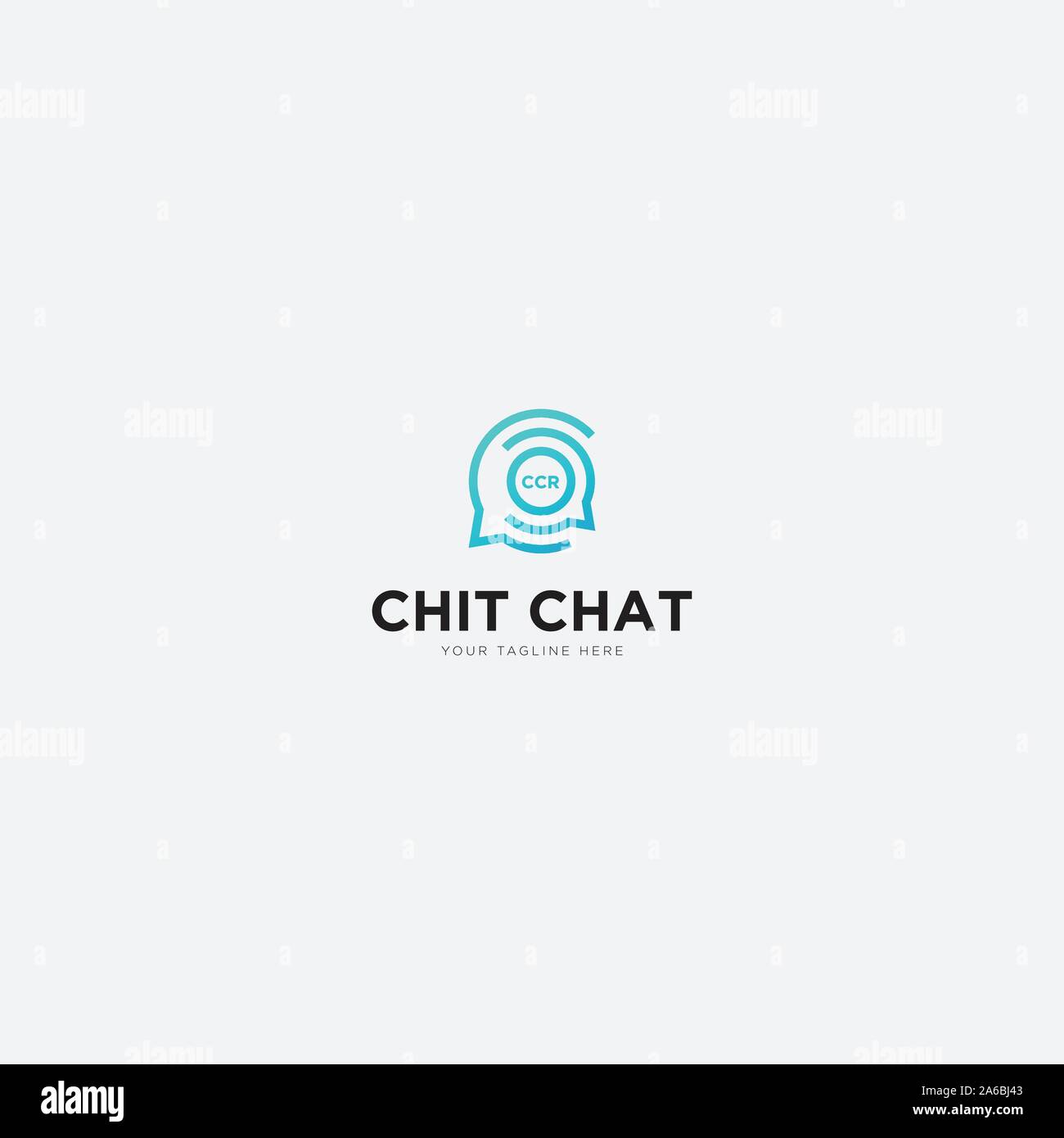 Chit Chat Logo Design mit Strichzeichnungen und Buchstaben c. Stock Vektor