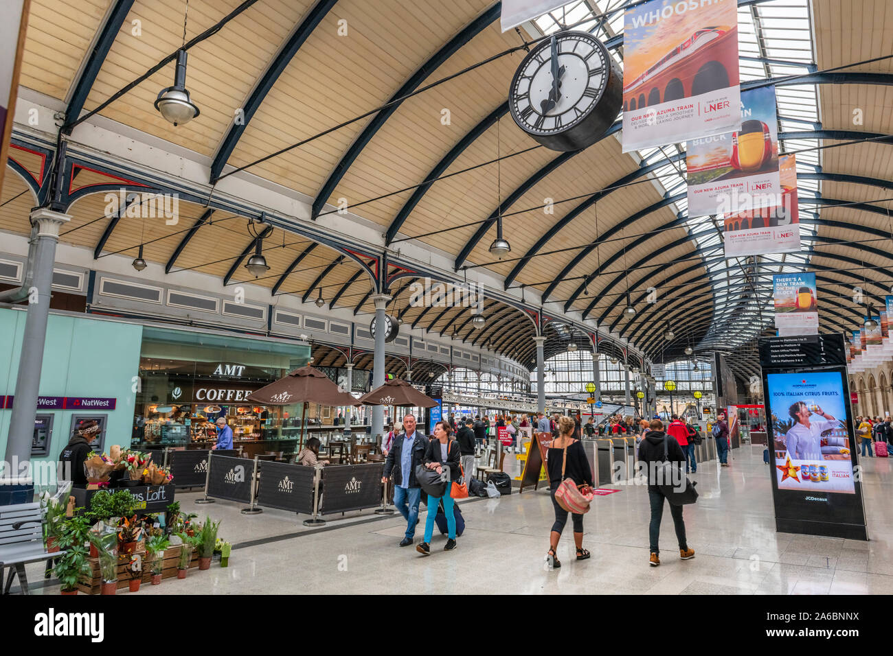 Bahnhof Newcastle befindet sich auf der East Coast Main Line, die Stadt Newcastle upon Tyne, Tyne und Wear, England. Stockfoto