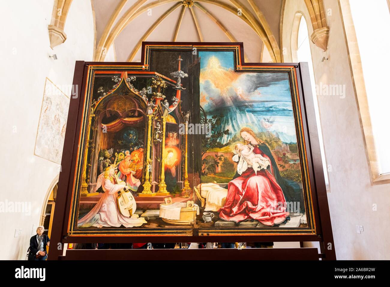 Colmar, Frankreich. 25 Okt, 2019. Ein Panel der Isenheimer Altar in der Unterlinden. Der Altar wird derzeit umfassend saniert werden. Quelle: dpa Picture alliance/Alamy leben Nachrichten Stockfoto