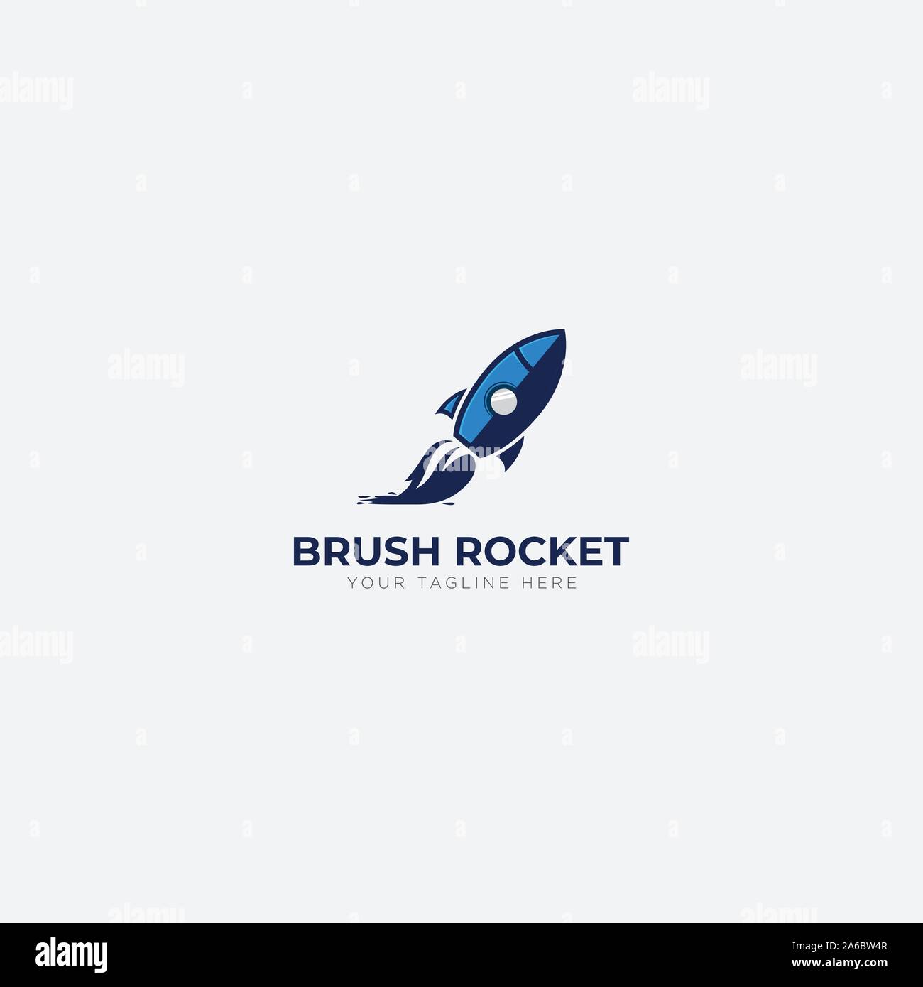 Blau und Bürste Rakete kunst Logo Design modernes Logo Stock Vektor