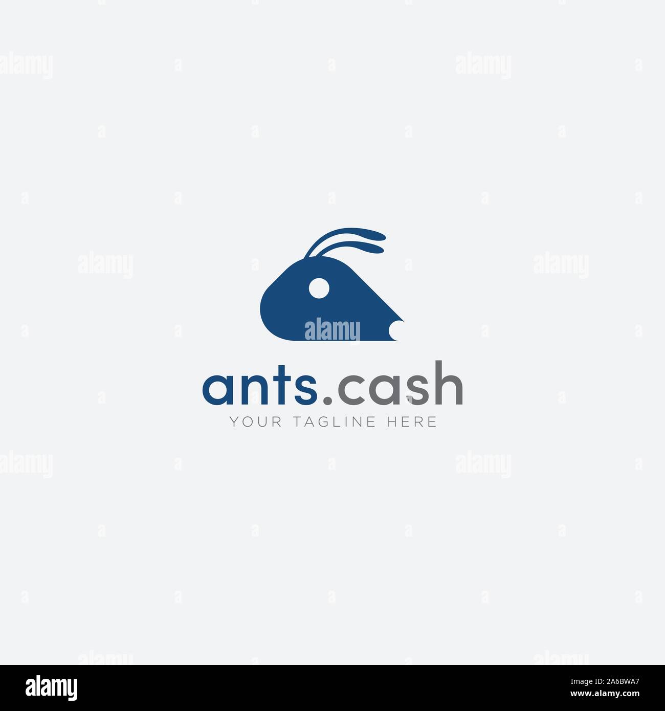 Ant cash-Logo Design mit Line Art Abstract Stock Vektor