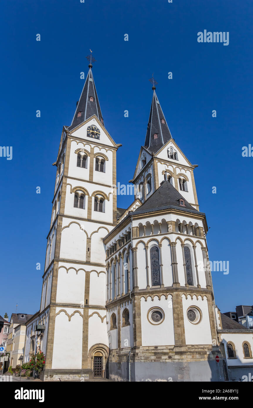 Basilika St. Severus Kirche am Marktplatz von Boppard, Deutschland Stockfoto