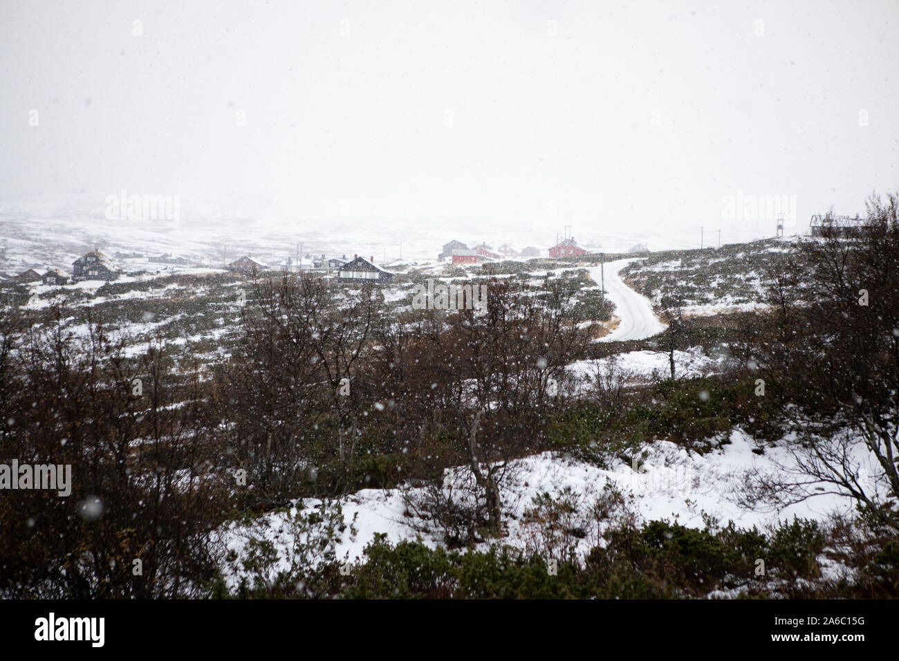 Schnee in den Bergen, Norwegen Stockfoto