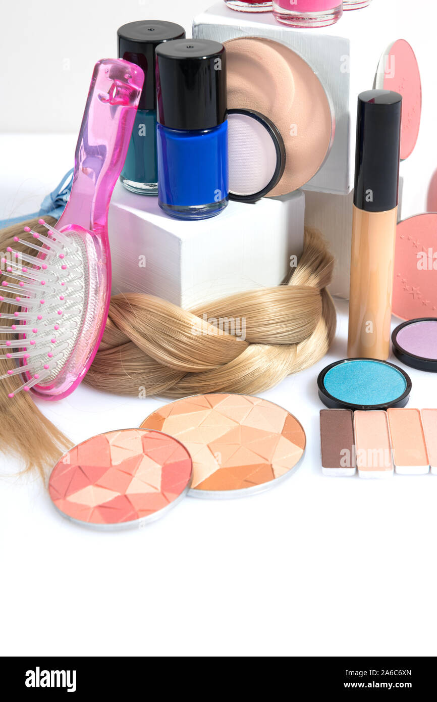 Stillleben mit Beauty und Make-up-Produkte Stockfoto