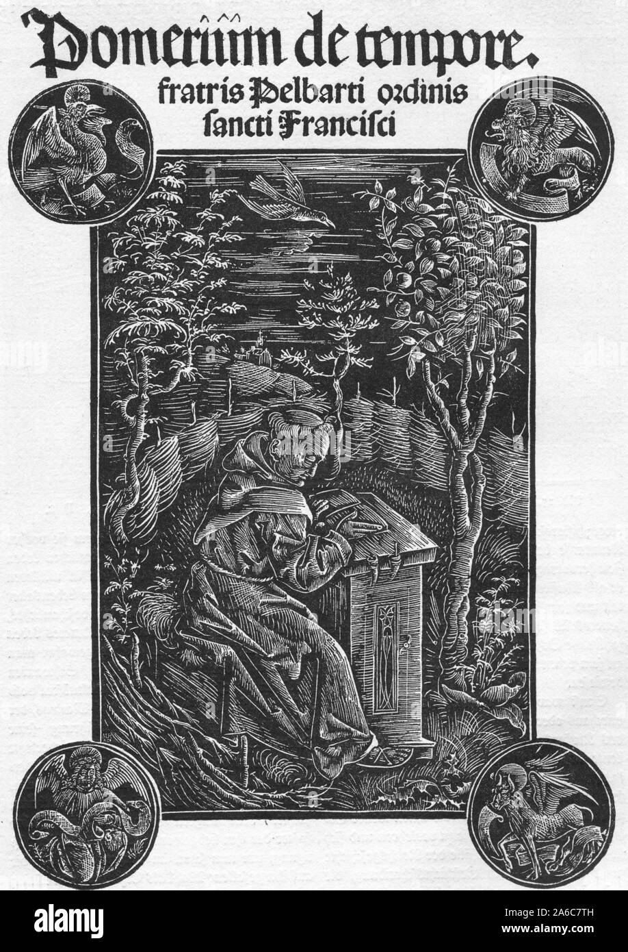 Pelbart lesen Mönch, St. Franziskus, lesender Mönch Stockfoto