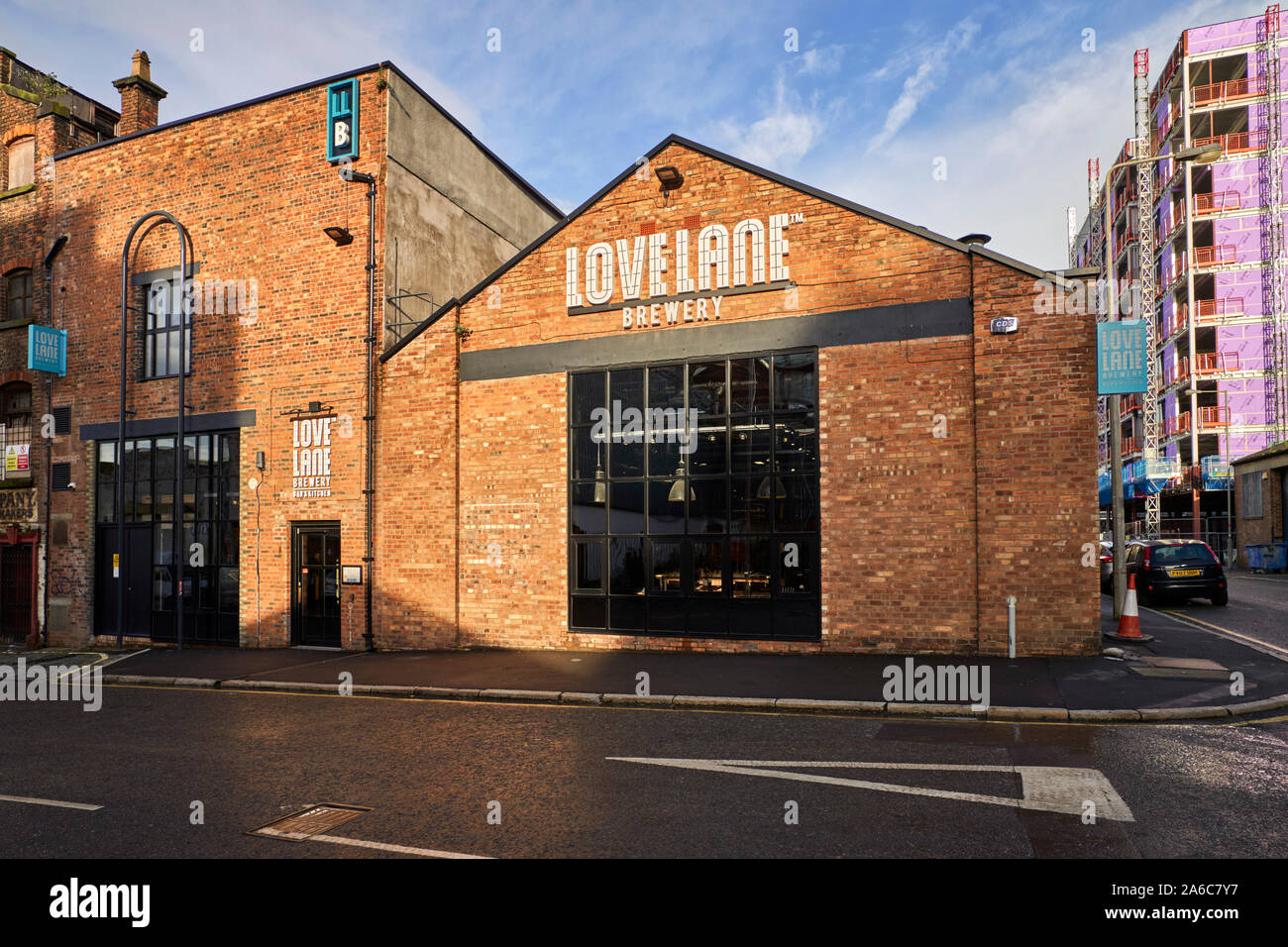 Love Lane Brauereigebäude in der Ostsee Triange Gegend von Liverpool, Stockfoto