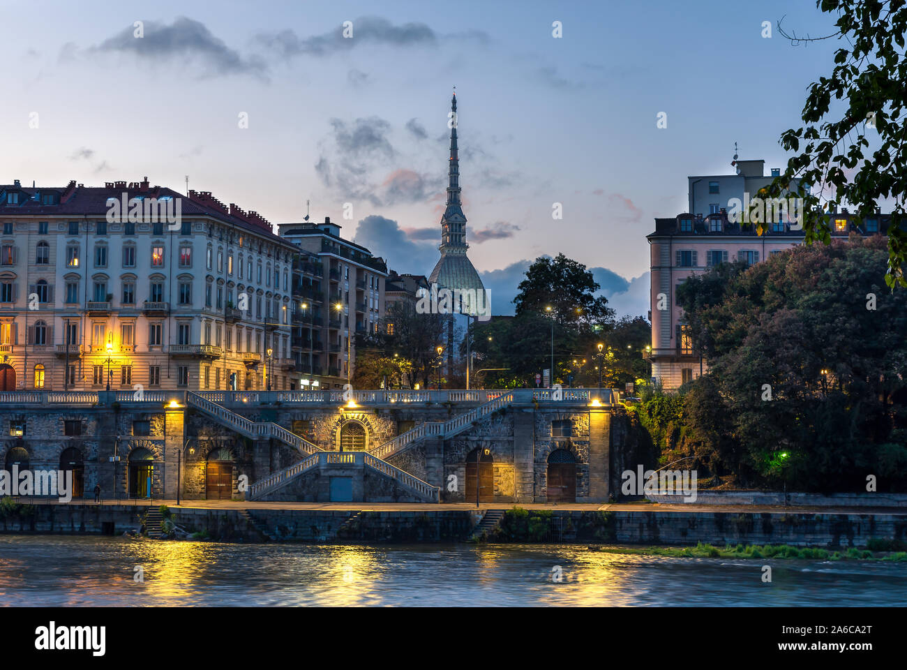 Das berühmteste Monument von Turin, Piemont, Italien. La Mole Antonelliana, im Zentrum von Turin. Stockfoto